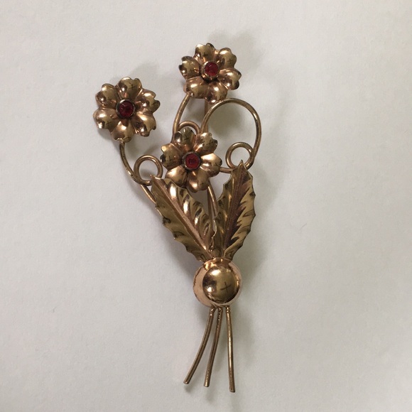 Vintage 1940s Oversized Large Floral Brooch Pin - Picture 2 of 3